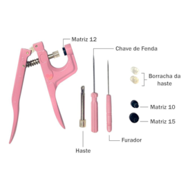 Alicate de Pressão 3 em 1 Rosa Botões de Plástico Marpax