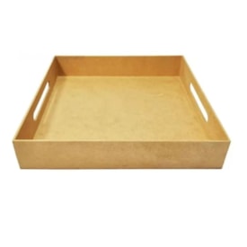Bandeja Quadrada Com Alca Lateral 21X21X5 Mdf Madeira Marpax