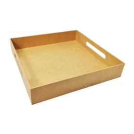 Bandeja Quadrada com Alca Lateral 29x29x5 MDF Madeira Marpax