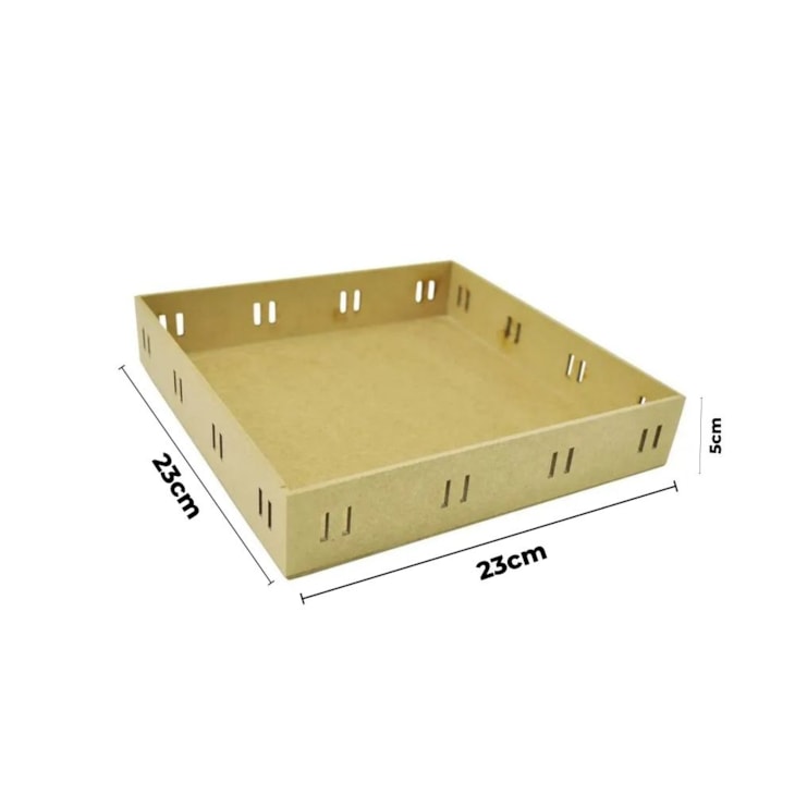 Bandeja Quadrada Passa Fita M 23X23X5 MDF Madeira Marpax