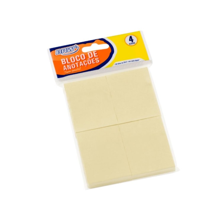 Bloco de Anotações 38x51mm Amarelo BRW 04un com 100fls