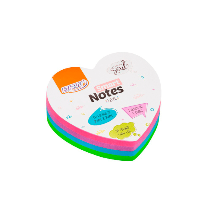 Bloco de Anotações 70x70mm Coração Colori 200 folhas