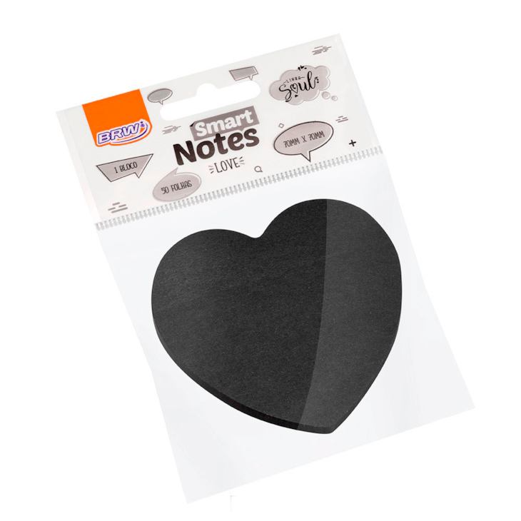 Bloco de Anotações 70x70mm Coração Preto 50 folhas