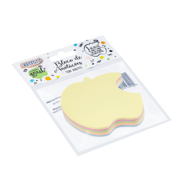 Bloco de Anotações 70x70mm Maçã Tom Pastel 100 folhas