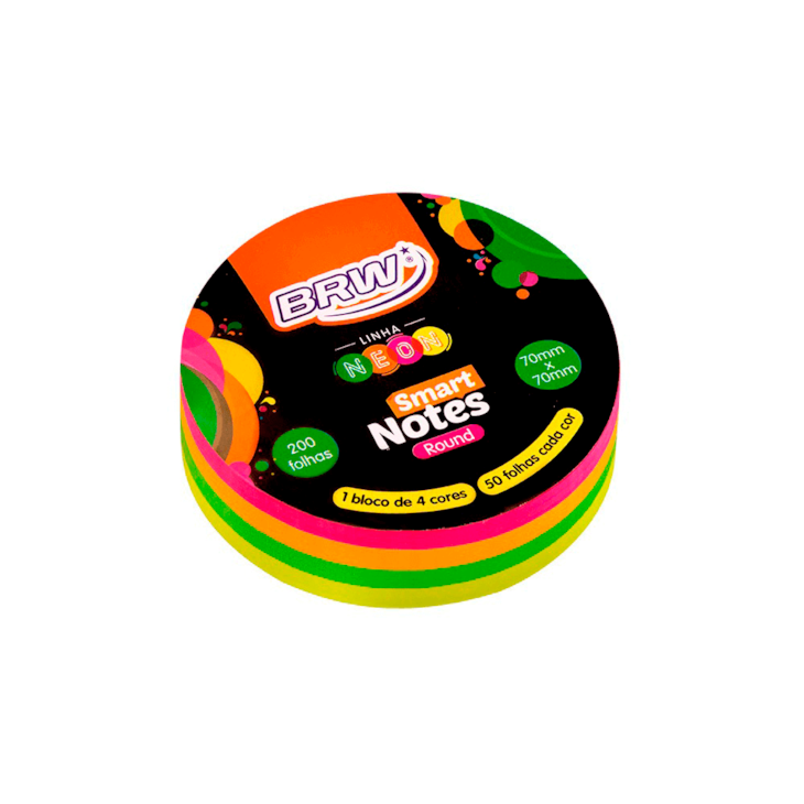 Bloco de Anotações 70x70mm Neon Smart Notes 200 folhas