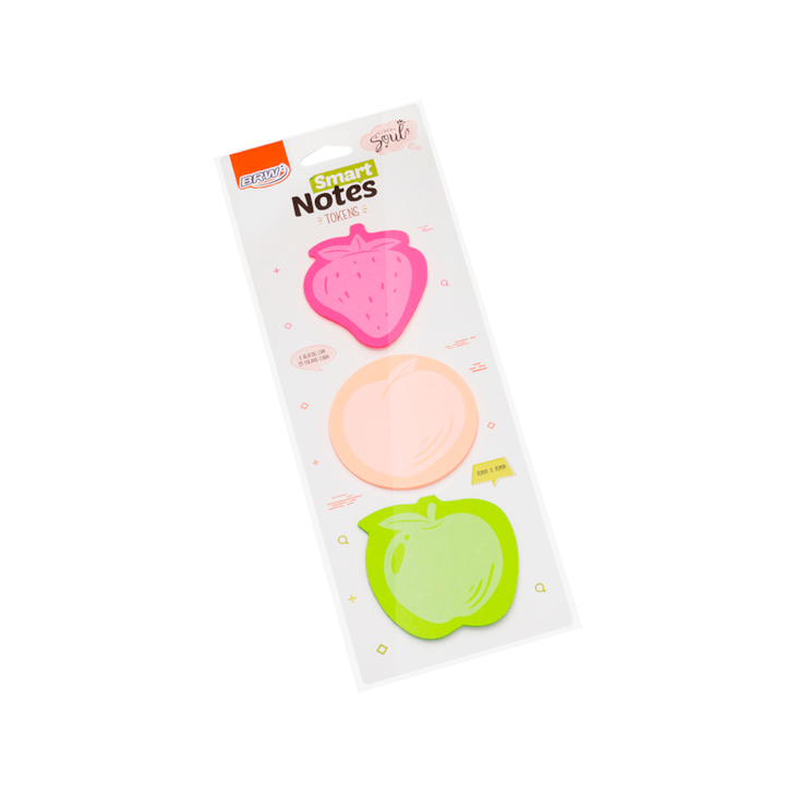 Bloco de Anotações 70x70mm Tokens Frutas Smart Notes 25fls
