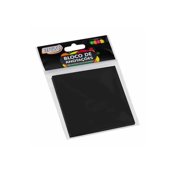 Bloco de Anotações 76x76mm Preto linha Neon BRW 50 folhas