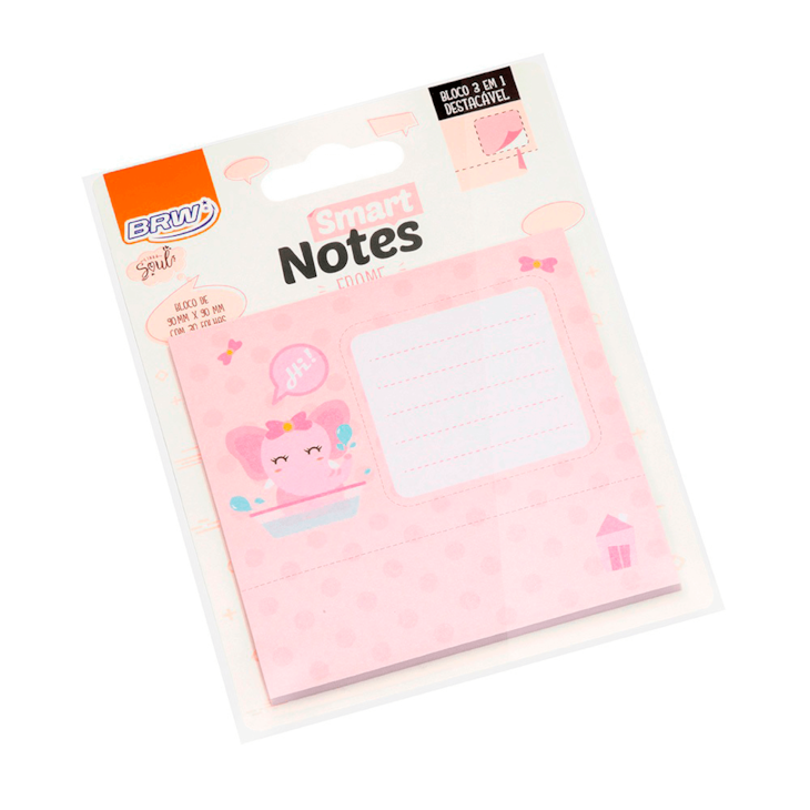Bloco de Anotações 90x90mm 3 em 1 Destacável Elefante 30fls