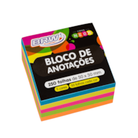 Bloquinho de Anotações 50x50mm Neon 5 Cores BRW 250fls