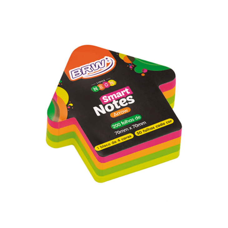 Bloquinho de Anotações 70X70mm Seta Neon Smart Notes 200fls