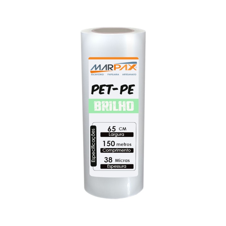 Bobina Pet-Pe Brilho 38 micras para Laminação 65x150m Marpax 01un