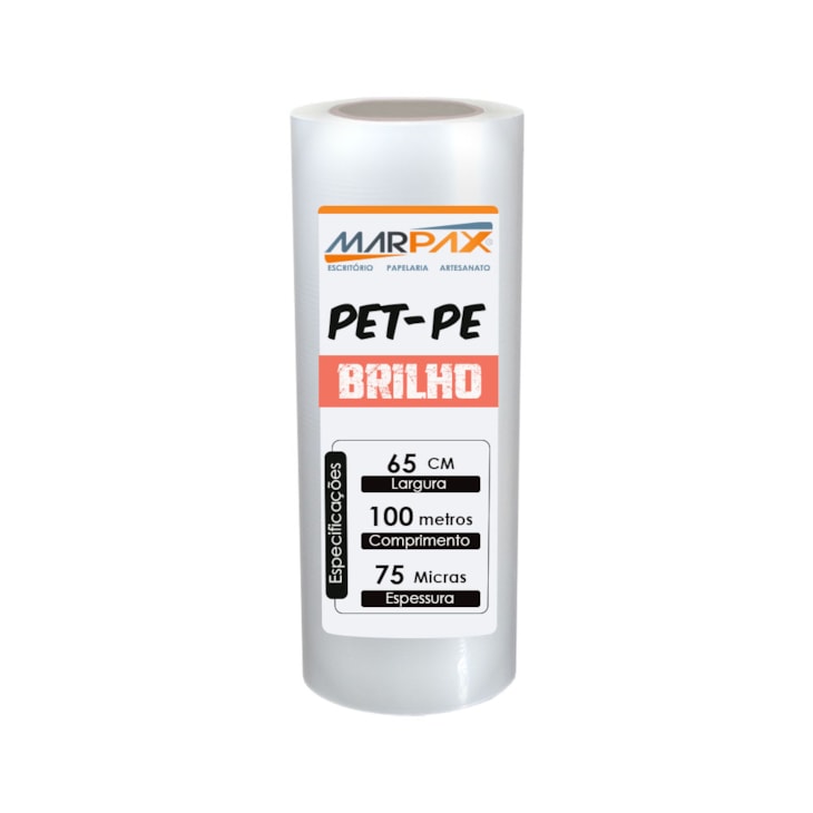 Bobina Pet-Pe Brilho 75 micras para Laminação 65x100m Marpax 01un