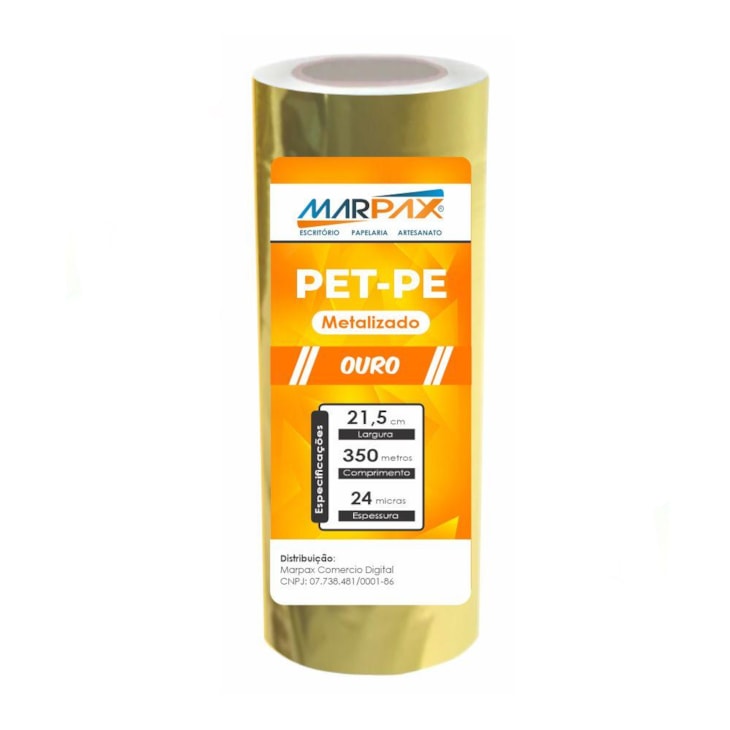 BOBINA PET-PE OURO A4 PARA LAMINAÇÃO 21,5CMX350M MARPAX