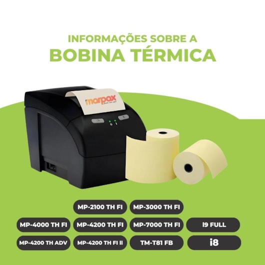 Bobina Térmica 80mmx30m Bematech para PDV Marpax 10un