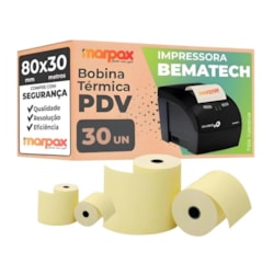 Bobina Térmica 80mmx30m Bematech para PDV Marpax 30un