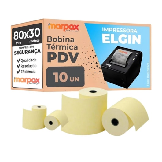 Bobina Térmica 80mmx30m Elgin para PDV Marpax 10un