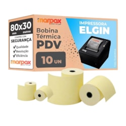 Bobina Térmica 80mmx30m Elgin para PDV Marpax 10un