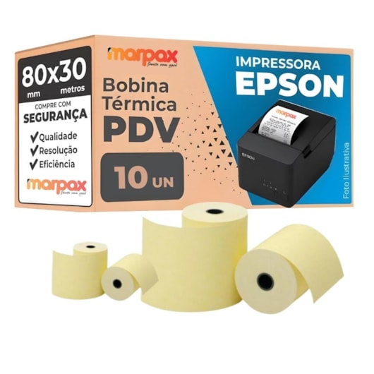 Bobina Térmica 80mmx30m Epson para PDV Marpax 10un