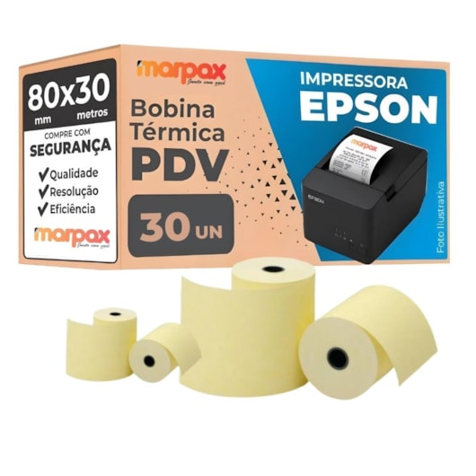 Bobina Térmica 80mmx30m Epson para PDV Marpax 30un