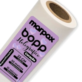 BOPP Holográfico 3D Coração Brilho 22cmx50M Marpax 01un
