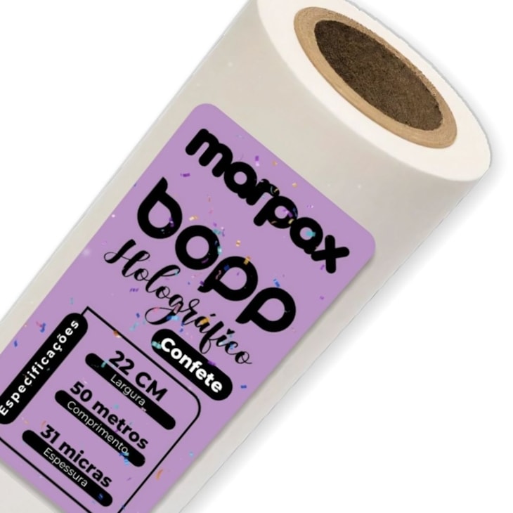 BOPP Holográfico Confete para Laminação 22cmx50m Marpax 01un