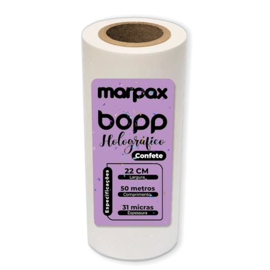 Bopp Holográfico Confete para laminação 22cmx50m Marpax 1un