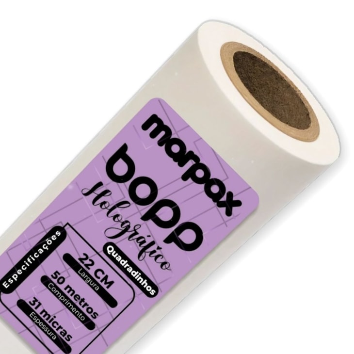 BOPP Holográfico Quadradinho Laminação 22cmx50m Marpax 01un