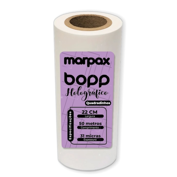 BOPP Holográfico Quadradinho P/ Laminação 22cmx50m Marpax 01un