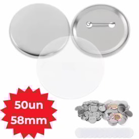 Botton Kit com Alfinete de Metal Broche 58mm Marpax 50un