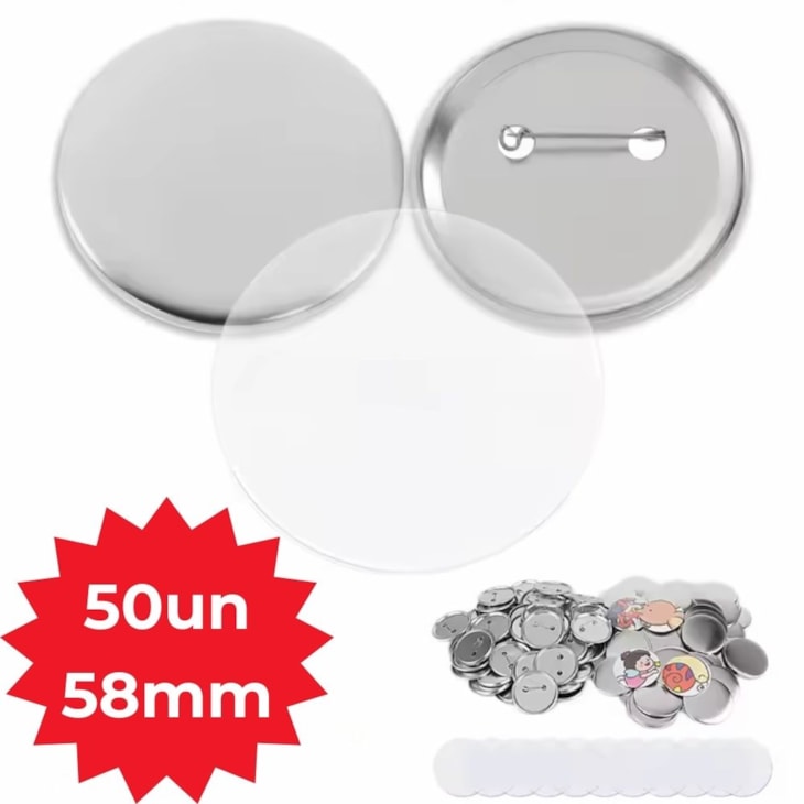 Botton Kit com Alfinete de Metal Broche 58mm Marpax 50un