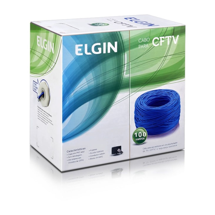 Cabo de Rede azul 04 pares sem Blindagem Elgin 100 metros
