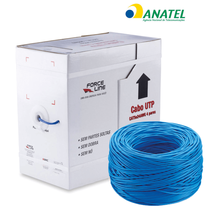Cabo de Rede UTP Azul 4 Pares Cat5e Forceline 305 Metros