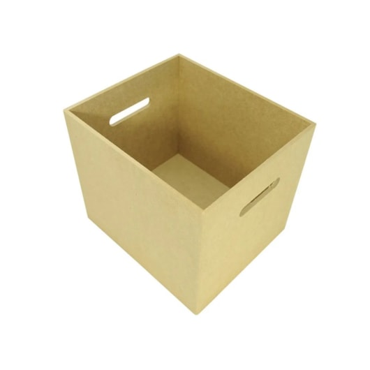 Caixa Com Alca Organizadora 30X26X25 Mdf 6Mm Madeira Marpax