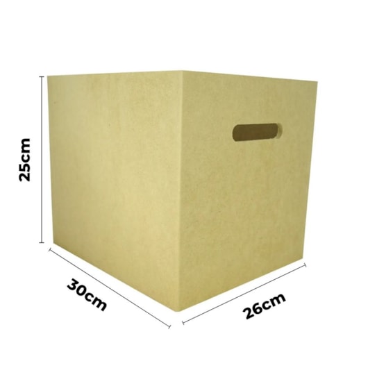 Caixa Com Alca Organizadora 30X26X25 Mdf 6Mm Madeira Marpax