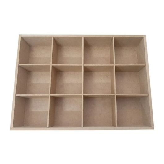Caixa Com Dobradica Multiuso Com Divisorias 32X23X8 Mdf Madeira Marpax