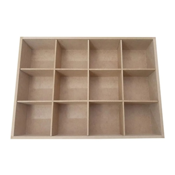 Caixa Com Dobradica Multiuso Com Divisorias 32X23X8 Mdf Madeira Marpax