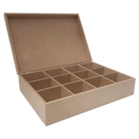 Caixa Com Dobradica Multiuso Com Divisorias 32X23X8 Mdf Madeira Marpax