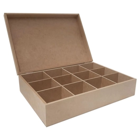 Caixa Com Dobradica Multiuso Com Divisorias 32X23X8 Mdf Madeira Marpax
