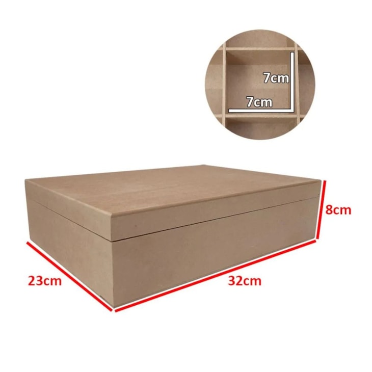 Caixa com Dobradica Multiuso Divisorias 32x23x8 MDF Marpax