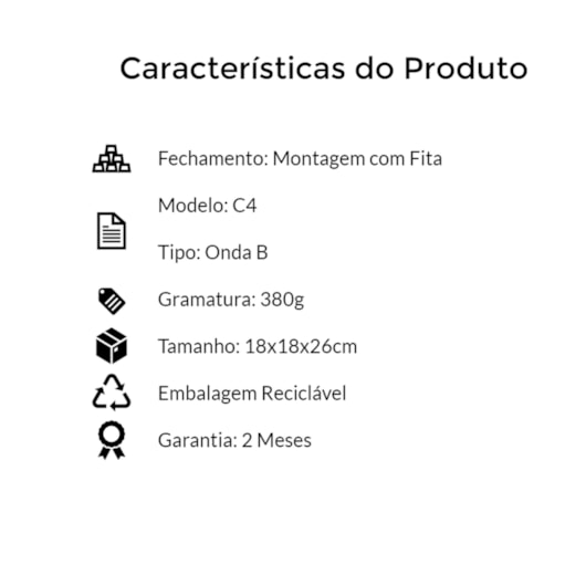 Caixa de Papelão para correios C4 18x18x26cm Marpax 25 un Caixa de Papelão para correios C4 18x18x26cm Marpax 25 un