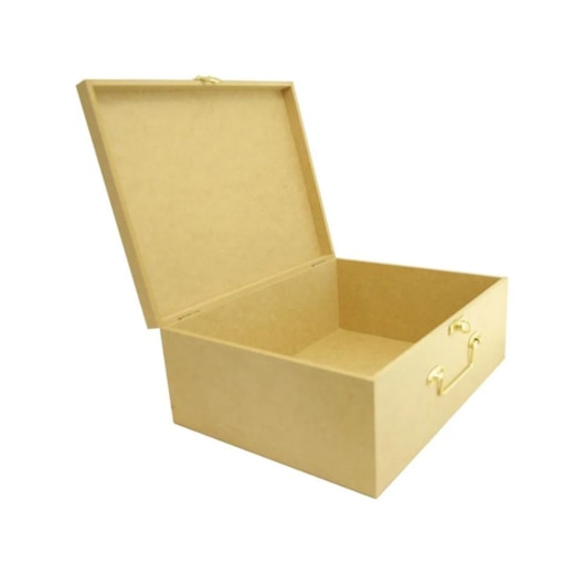 Caixa Maleta Com Dobradica E Fecho 35X27X14 Mdf Madeira Marpax