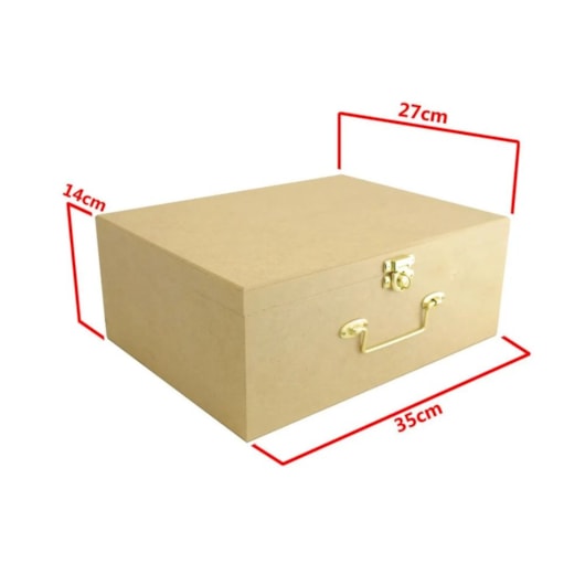 Caixa Maleta Com Dobradica E Fecho 35X27X14 Mdf Madeira Marpax