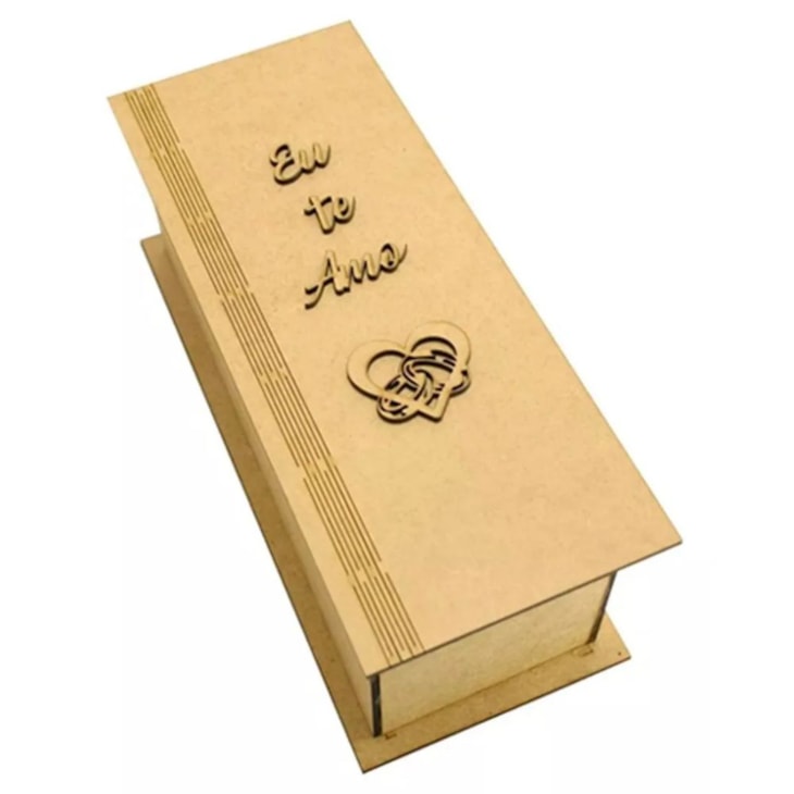 Caixa para Mini Vinho Tampa Dobravel Eu Te Amo MDF Marpax