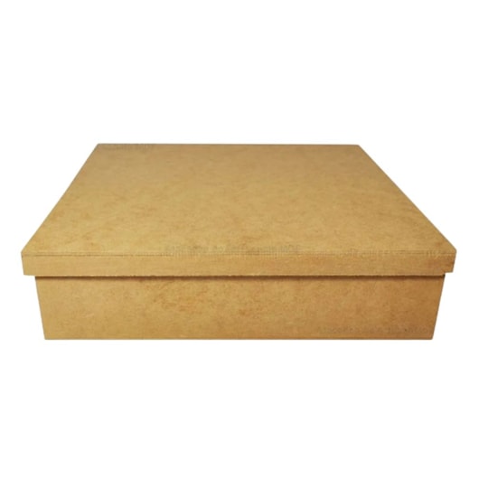 Caixa Quadrada Tampa De Sapato 30X30X5 Mdf Madeira Marpax
