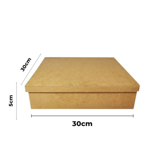 Caixa Quadrada Tampa De Sapato 30X30X5 Mdf Madeira Marpax