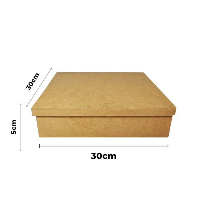 Caixa Quadrada Tampa De Sapato 30X30X5 Mdf Madeira Marpax