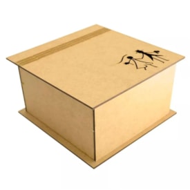 Caixa Quadrada Tampa Dobravel Casal Noivos 20X20X10 Laser Mdf Madeira Marpax