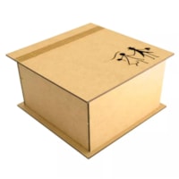Caixa Quadrada Tampa Dobravel Noivos 20x20x10cm MDF Marpax