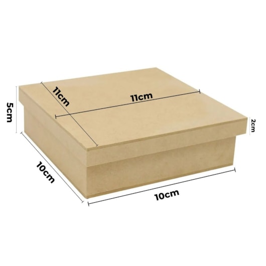 Caixa Quadrada Tampa Sapato 10X10X5 Mdf Madeira Marpax