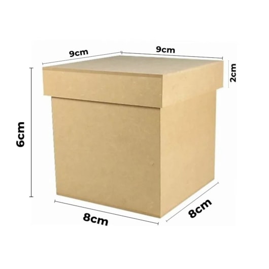 Caixa Quadrada Tampa Sapato 8X8X6 Mdf Madeira Marpax